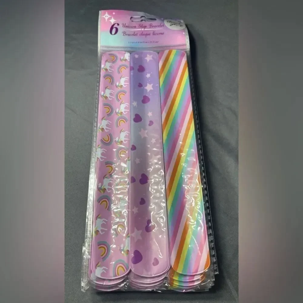 3 New Unicorn and Rainbow Party Slap Bracelets